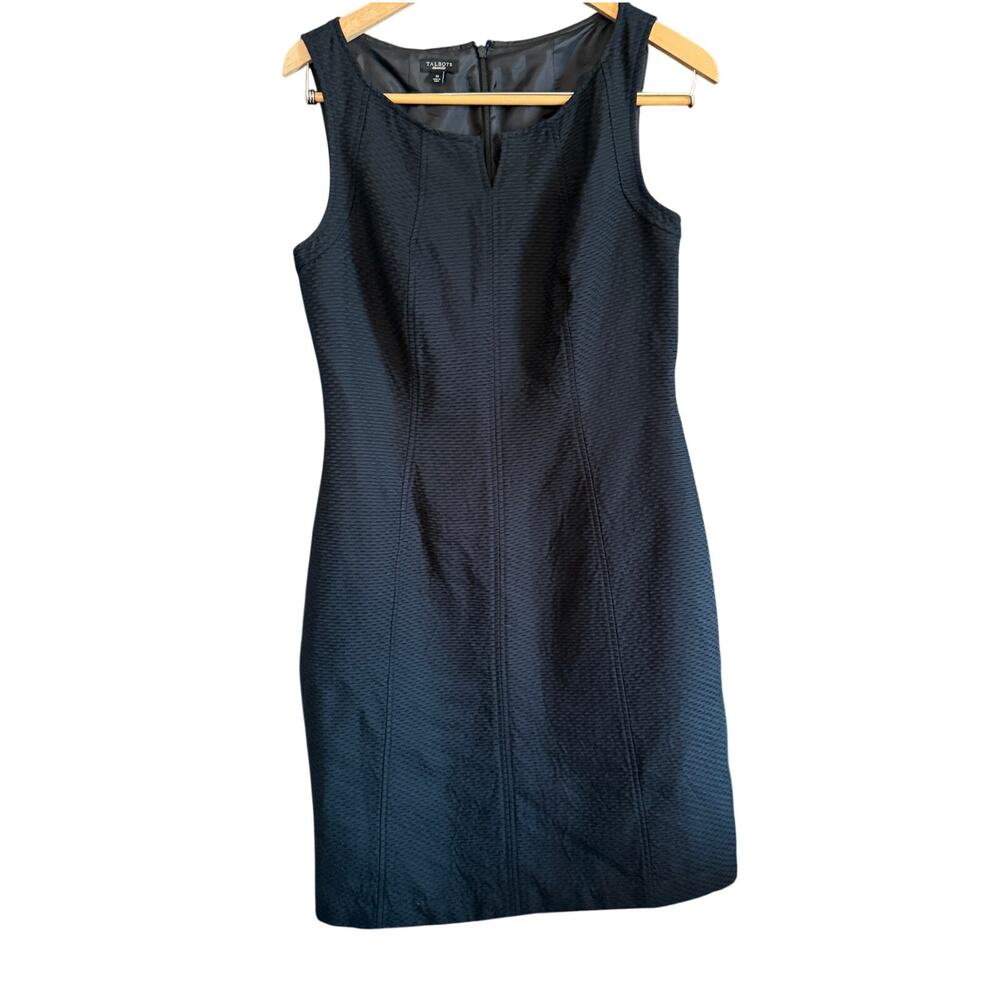 Talbots | Classic Black Silk Blend Textured Sleeveless Sheath Cocktail Dress 10
